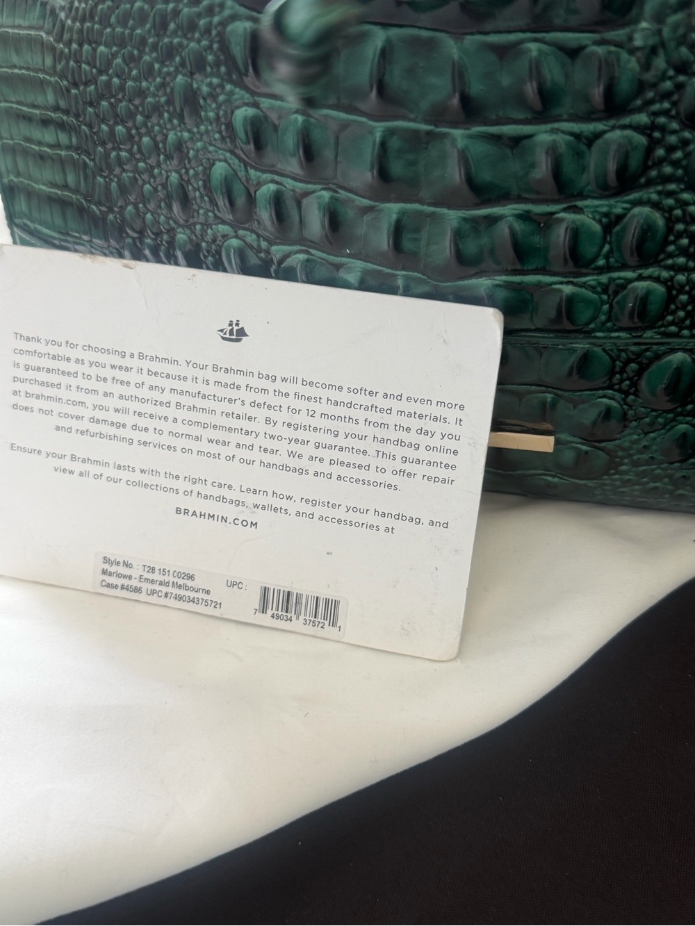 Brahmin Emerald Melbourne Crocodile-Embossed Shoulder Bag in Marlowe - Picture 16 of 16